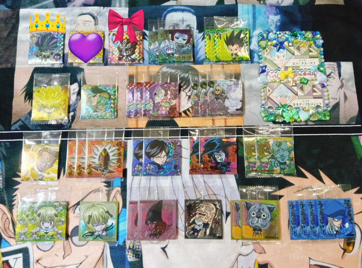 YUI_07110630's tweet photo. 【交換】HUNTER × HUNTER ハンターハンター ウエハース 9 にふぉるめーしょん

✾譲✾
画像1～4
画像2～は前弾

✾求✾
画像5⭕️🎀💕🍀、過去弾 キルア、ゴン(所持済のものはお断りする可能性あり)
又は異種 イタジャガ 画像7～8💕

郵送🌌⚠️初回の方は固ツイ必読⚠️
・URメルエムは画像6💖との交換→ https://t.co/VlCxIcDTv9