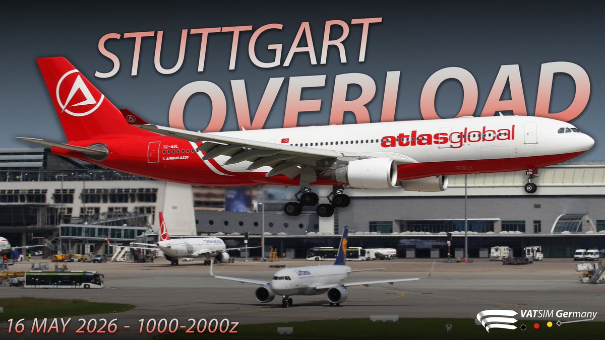 VATGER's tweet photo. May 16th: VATSIM Germany presents Stuttgart Overload! 1000z–2000z – maxed frequencies, packed taxiways &amp; nonstop GA, business jet &amp; airliner traffic. #VATSIM #VATGER #flightsim

-----

Background image: Juke Schweizer, CC BY-SA 4.0 https://t.co/iA9Disi7zP, via Wikimedia Commons https://t.co/g1vljrwHOC