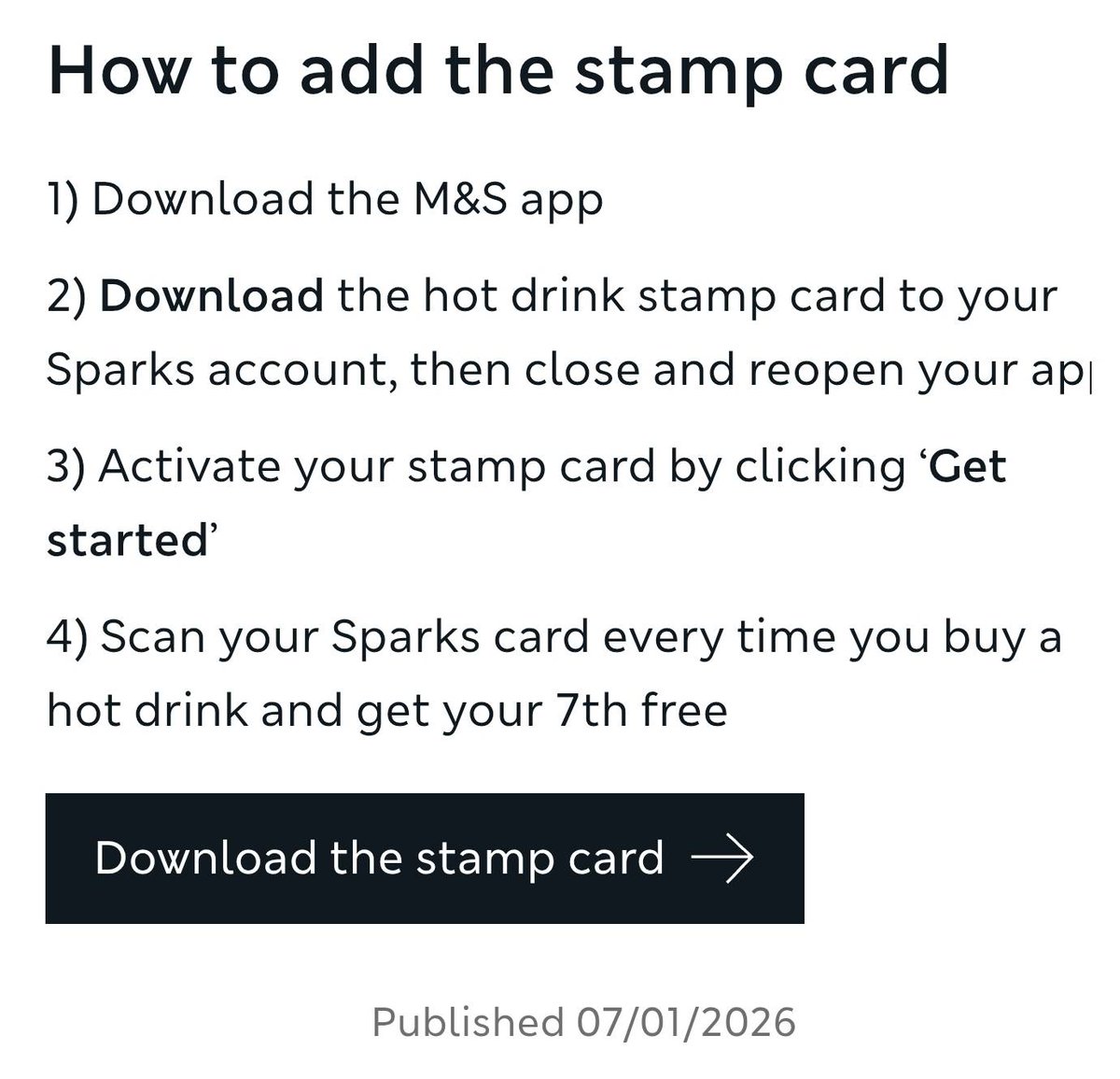 p__mb_'s tweet photo. @marksandspencer I tried to activate the 7th coffee free Sparks offer using both the QR code in a café and the online equivalent but I still can't see anything about the offer in my account even after repeatedly closing and reopening the app as instructed.

What am I missing? https://t.co/TnyKJsd9gO