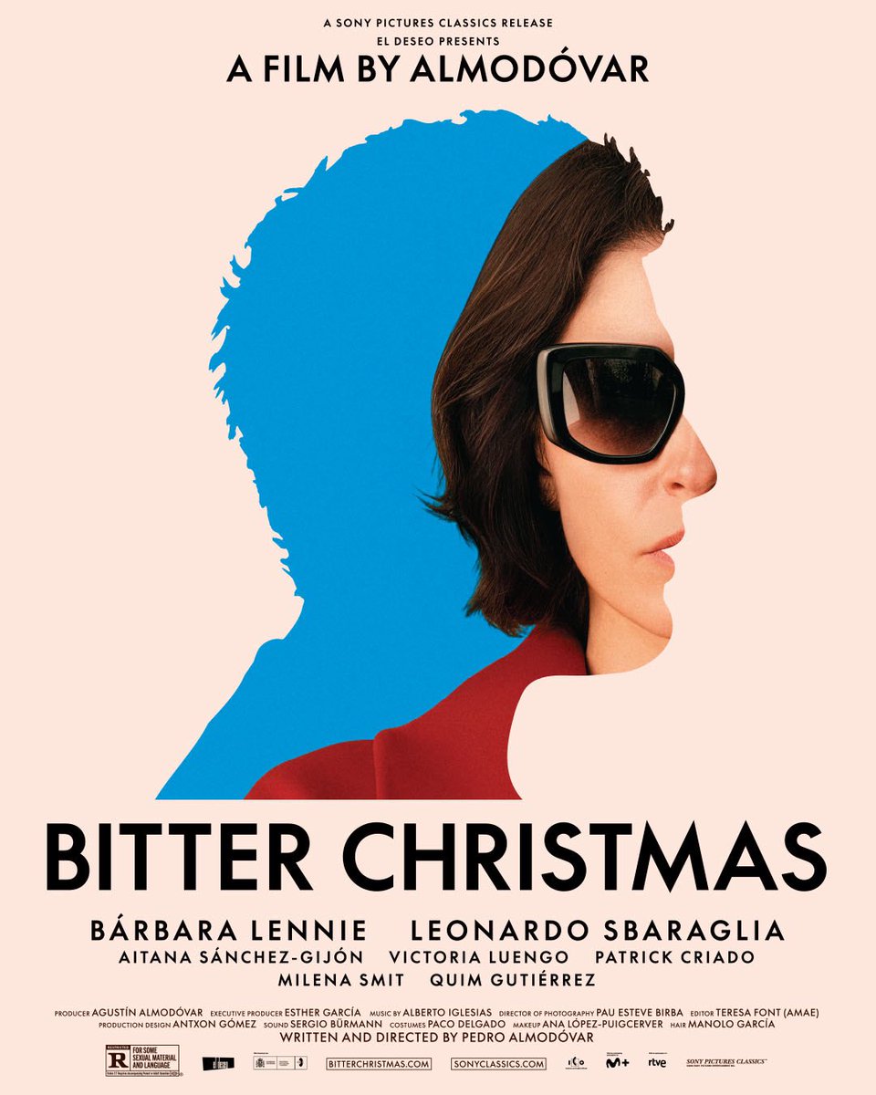 AlmodovarTweets's tweet photo. Póster americano de "Amarga Navidad", la nueva película de Pedro Almodóvar, que estará distribuida por Sony Pictures Classics y utilizará su título internacional de "Bitter Christmas". https://t.co/K6zbR4uoJd