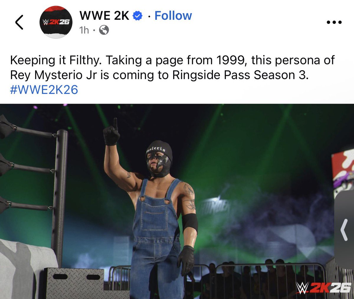 OfficialJRLee's tweet photo. Ummm @WWEgames @reymysterio did not wear a mask in 99….. https://t.co/TUIyoAd0Je