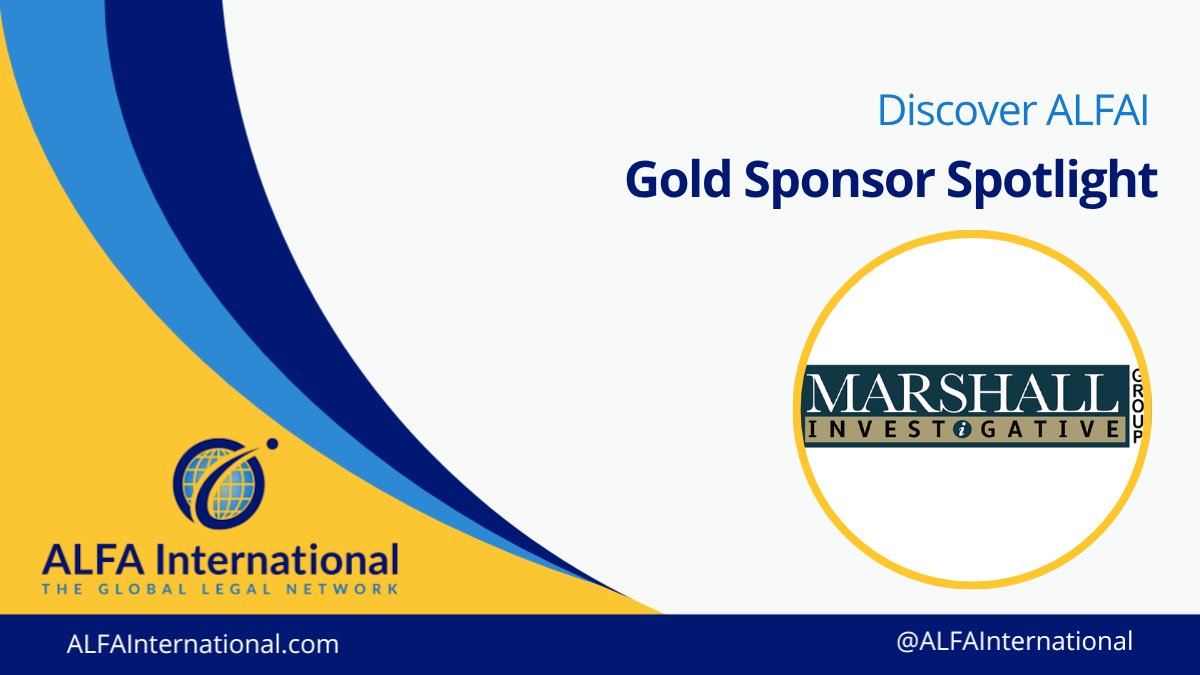 ALFAIntLaw's tweet photo. We are pleased to feature Marshall Investigative Group as a Gold Sponsor of ALFA International!  Looking to connect? Reach out to their leadership team: Matt Mills, Thom Kramer, Jake Marshall, or Shannon Thompson Petroni. #ALFAInternationalNews https://t.co/5q1aGReGXs