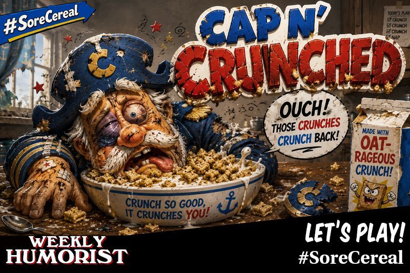 WeeklyHumorist's tweet photo. Let's play #SoreCereal on this week's #HashtagGame WINNING TWEETS go up on https://t.co/RBuA4E1tGD #funny #jokes #puns #hashtags https://t.co/fbqf2U8Pc9