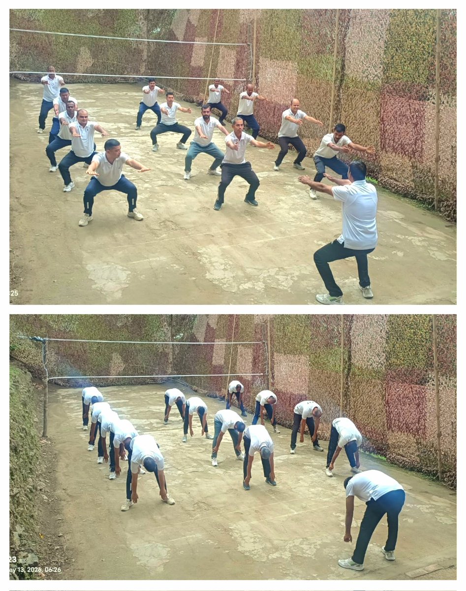 143bncrpf's tweet photo. On 13/05/26, Morning PT/Yoga was carried out by HQ/143 Bn and all coy location of 143 Bn CRPF. This session focused on enhancing physical endurance, Mental concentration, Flexibility &amp; Discipline.
@crpfindia
@BharatKeVeer
@northeast_zone
@mnp_2018
@digopsimp
@gc_dig
@procrpf22526 https://t.co/ogl9llHaJS