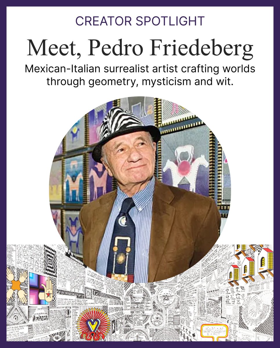 verisart's tweet photo. Celebrating Pedro Friedeberg, the Mexican-Italian artist who passed away on March 5, 2026, at the age of 90.  He was a visionary artist known for his surrealist works. 

His estate uses custom NFC tags to certify his works. 

#VerisartCertified https://t.co/rR3ilDG9JZ