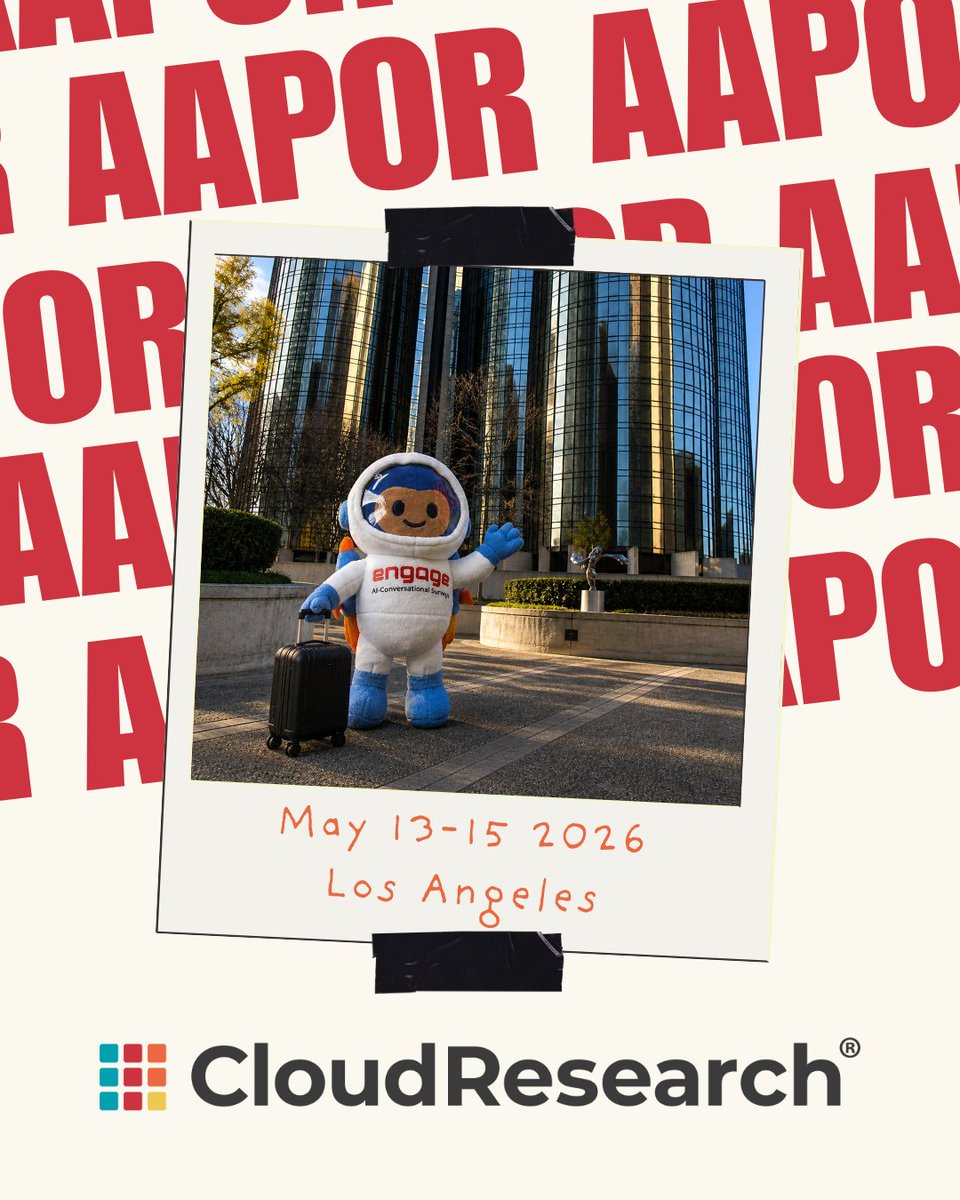 CloudResearch's tweet photo. We're live at #AAPOR2026. Come find CloudResearch at Booth 202 and see #Engage in action. AI-driven interviews, built-in bot detection, qualitative data that actually scales. https://t.co/SqqQKuZ9Vh