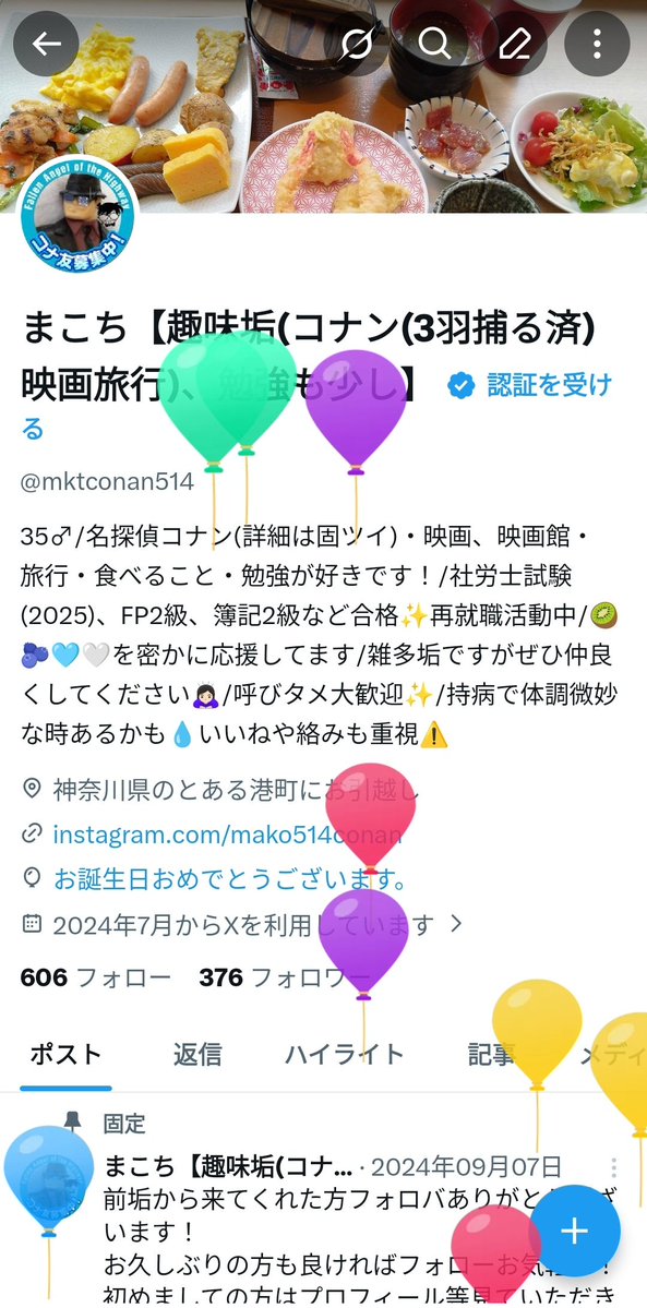 まこち【趣味垢(コナン(3羽捕る済)映画旅行)、勉強も少し】 tweet media