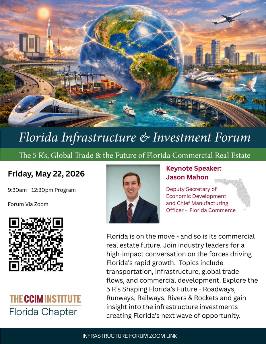 CCIMWest's tweet photo. This FREE VIRTUAL event is next week!  

Florida is on the move and so is its commercial real estate future -you won't want to miss this high impact conversation on the forces that are driving Florida rapid growth!

https://t.co/0jmgw2Xc38 https://t.co/XfSbXsayFt