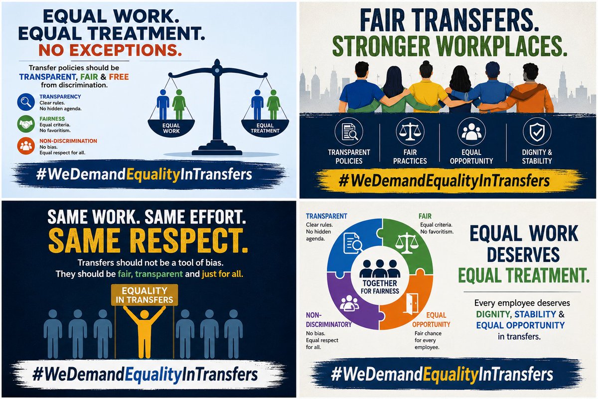 sanjeetKumaRavi's tweet photo. Equal rules must apply to every employee. Transfers should be based on policy, not preference. Transparency and fairness are the foundation of a healthy work culture.
#WeDemandEqualityInTransfers @GaneshP60977611
@mishra_dhruv @ramshankarsingh @RaviPra45185099 @AbhishekDukeBoi https://t.co/nwR86kf7cH