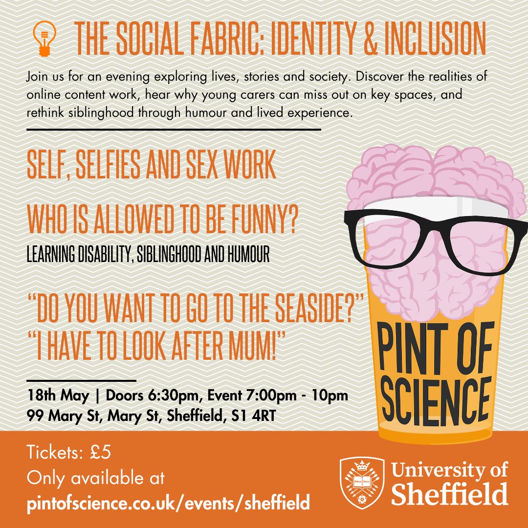 UniShefPlayer's tweet photo. What makes us feel like we belong?

At Pint of Science, Sheffield researchers explore identity, stigma, young carers, disability and everyday connection.

https://t.co/qCsMGjsBJu

#pint26 https://t.co/eeXpwPIWAV