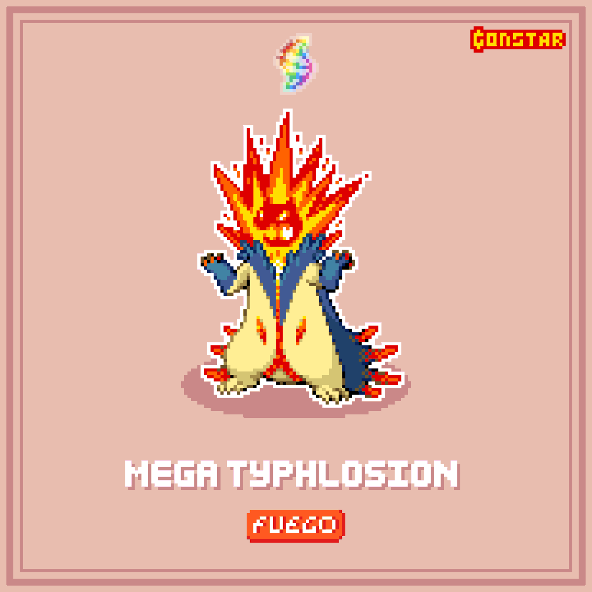 Gonstar_'s tweet photo. Mega Typhlosion! 🌋

La Megaevolución aumenta tanto
la intensidad de sus llamas 🔥 que
no puede contenerlas.
Su habilidad Evaporar lo hace
inmume a los movs. de tipo Agua 💧 

Recordad que todos mis diseños no
dedicados a Pokémon Estelar 🌠
están a la venta, tan solo preguntad. https://t.co/36LnHcZbrA