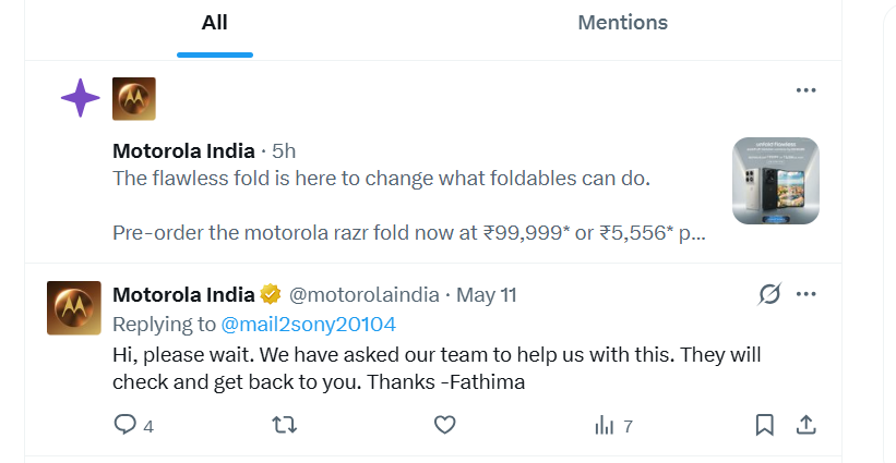 mail2sony20104's tweet photo. @motorolaindia They are not even replying in Personal DM as well, very pathetic services @motorolaindia https://t.co/iNy8Nz37zK