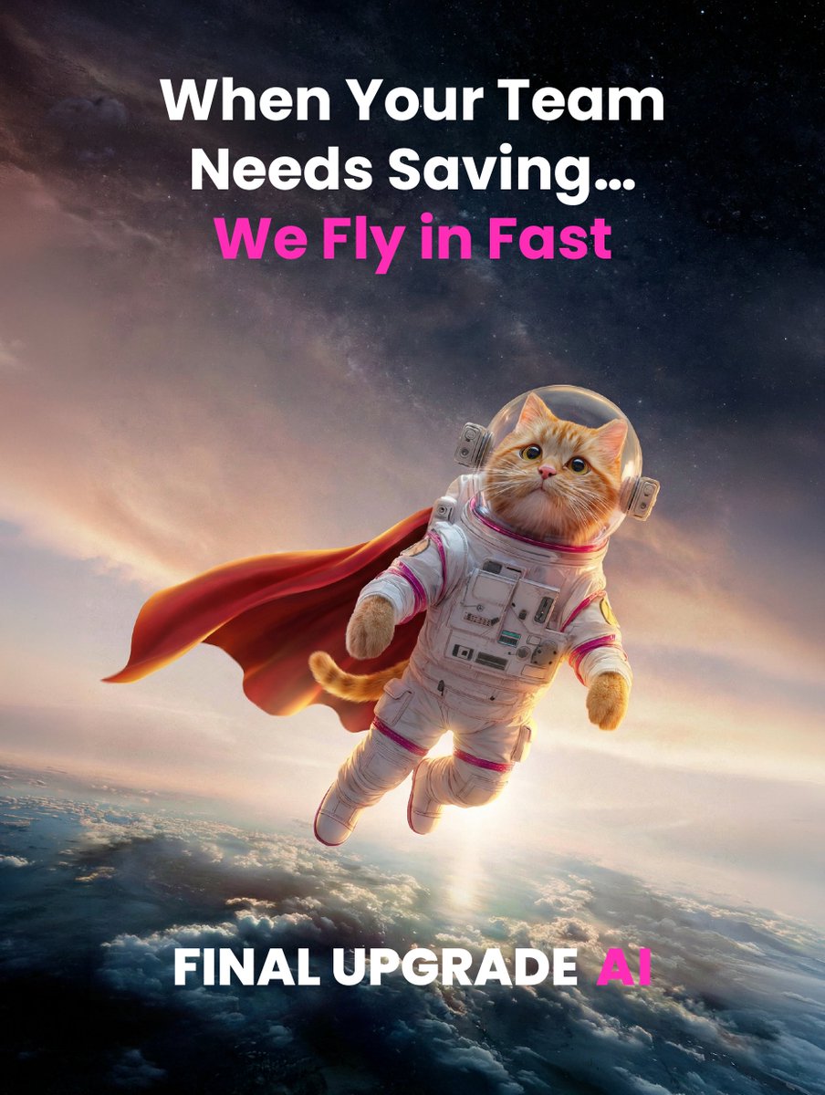 KVP_Macro's tweet photo. Saving the day can look like...

Smoother workflows…
Clearer priorities…
And a team that knows exactly what to do next.

Less scrambling.
Less guesswork.
More work getting done the way it should.

That’s Astrocat at work.

When your team needs saving...
Call the cat.

Made with sugar + spice + all things nice by Creative Upgrade™ by Final Upgrade AI