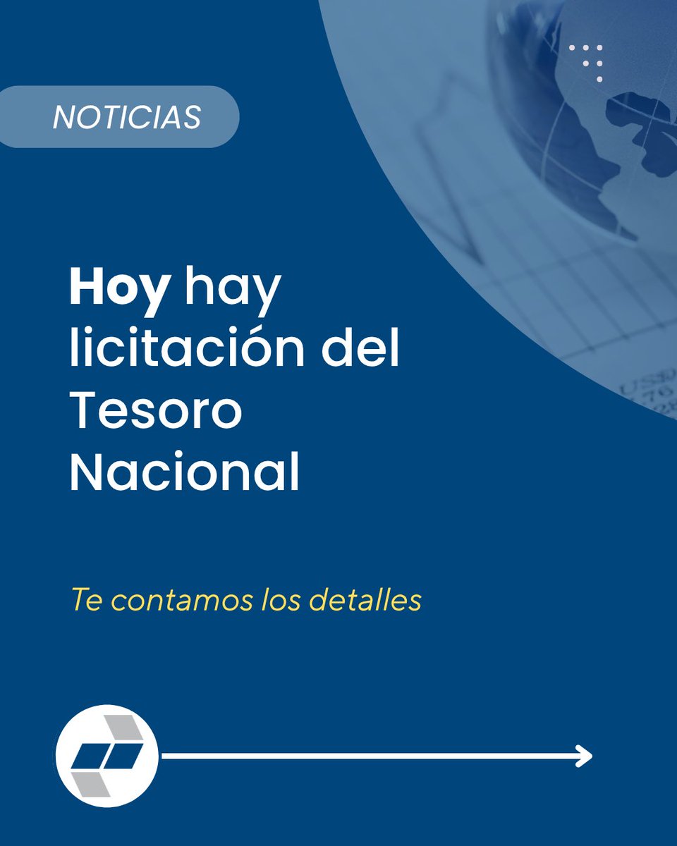 TransaccionesAV's tweet photo. 📌 Hoy hay licitación del Tesoro Nacional.

⏰ Recepción de ofertas: 10 a 15 hs.
📅 Liquidación: 15/05/2026 (T+2)

Instrumentos:
• LECAP S30S6
• BONCER TZXY7
• BONCER TZXS7 https://t.co/chLMfMx6Zp
