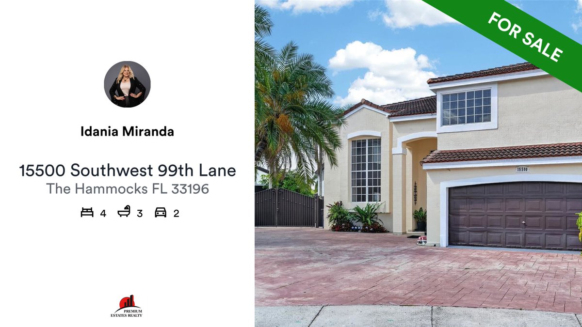 miranda_idania's tweet photo. 🛌 4 🛀 3 🚘 2
📍 15500 Southwest 99th Lane, The Hammocks, FL, 33196
4 bed | 3 bath | 2 car
My latest listing on RateMyAgent.
NAR 3137564
https://t.co/C4rdBiraNt

...
#ratemyagent #realestate #Premium_Estates_Realty_Corp https://t.co/G8Y5m8hPdz
