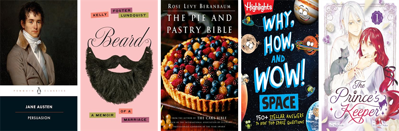 MeindersLibrary's tweet photo. This week the Meinders Community Library has eight new books.  New items include Persuasion, Beard, The Pie and Pastry Bible, The Prince's Keeper 01, Fresh Every Day, and Outrageous Startup Growth. https://t.co/p0MXK4PcFq https://t.co/QEaQyd1scs