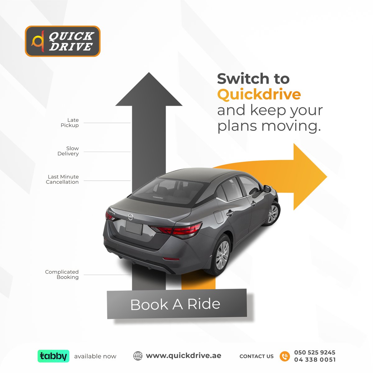 AQuickdrive's tweet photo. 🚘 Plans shouldn’t stall. Skip the late pickups, slow deliveries &amp; last‑minute cancellations.

With Quick Drive, booking is fast, reliable &amp; stress‑free. 

👉 https://t.co/hJ7gmrSPam 
📞 Call or WhatsApp:  +971505259245

#QuickDrive #DubaiRides #CarRental https://t.co/20doftStvW