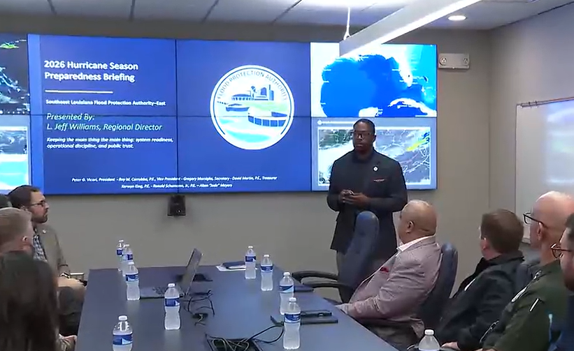 SLFPAE's tweet photo. Midweek recap from Hurricane Preparedness Week at FPA-East: regional coordination meetings, preparedness exercises, operational tours, and the launch of FPA Lens — our new public transparency dashboard focused on flood protection system operations across Southeast Louisiana. https://t.co/fRJLae63jI