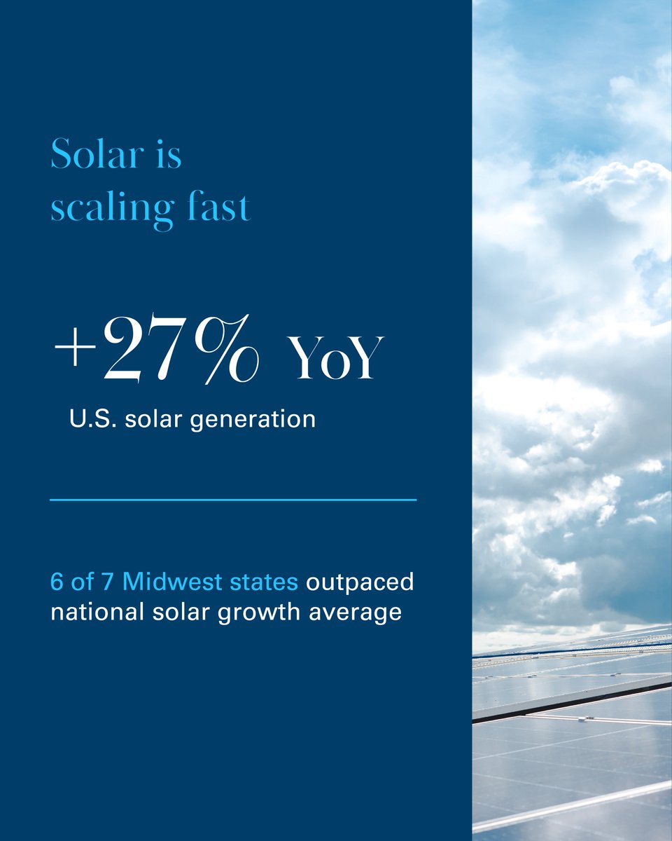 Newmark's tweet photo. What’s powering the Midwest’s future growth? Explore how rising industrial demand, coal retirements and untapped rooftop solar potential are reshaping the region’s energy and industrial outlook in #Newmark Research’s latest report, Powering the Next Wave➡️ https://t.co/gS0nZCAYga https://t.co/lndjiLh80P