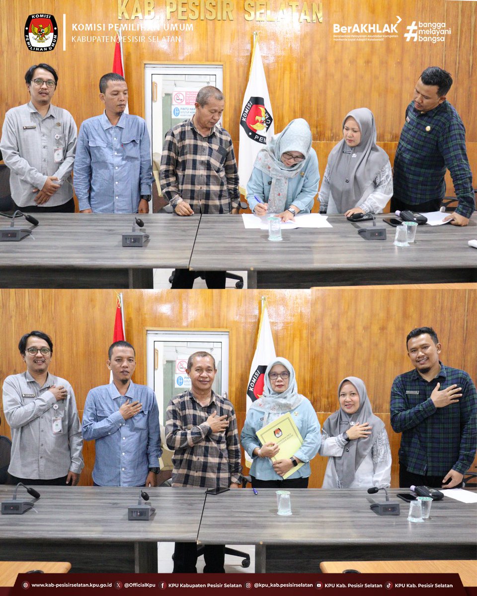 OfficialKpu's tweet photo. #TemanPemilih, Dalam rangka memasuki masa purna tugas, Komisi Pemilihan Umum Kabupaten Pesisir Selatan Bapak Sekretaris yang terhitung mulai tanggal (TMT) 1 Mei 2026, pada hari Kamis, 30 April 2026, telah melaksanakan serah terima Barang Milik Negara (BMN) dari-cont https://t.co/22v3b5QodX