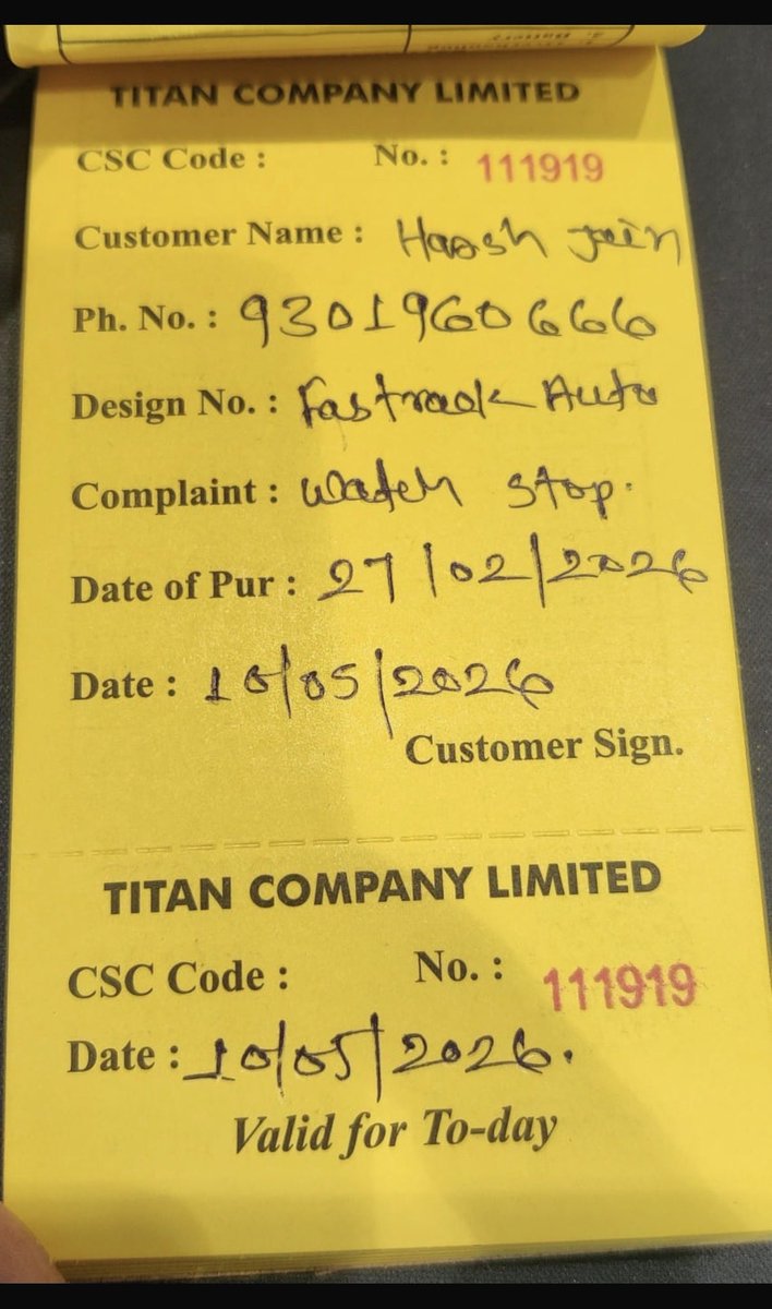 PinchaHarsh's tweet photo. @titanwatches Already submitted the watch https://t.co/1ZBDrNQm0S