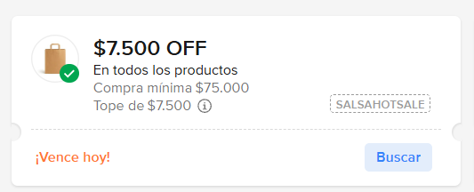 AhorrandoAndoAr's tweet photo. CUPÓN DE MERCADO LIBRE!!!
PARA TODOS 🔥🔥🔥

De: $7.500
Código: SALSAHOTSALE
Compra mínima: $75.000

Se puede combinar con los cupones que salieron hoy pagando con dinero en cuenta de Mercado Pago y tener hasta $15.500 OFF

Lo ingresan acá en cupones: 
https://t.co/LiFQjEjfQn https://t.co/1R7rcxNJ7m