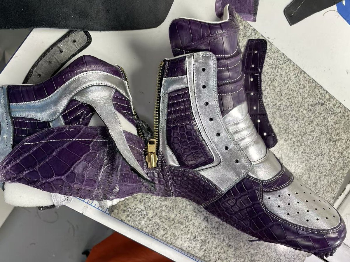 eucylde's tweet photo. Personal Enoch laced sneaker boots in Himalayan Crocodile Leather. Using the colors from the 2025 collection for the 2026 silhouette. https://t.co/m4WTEfItCq