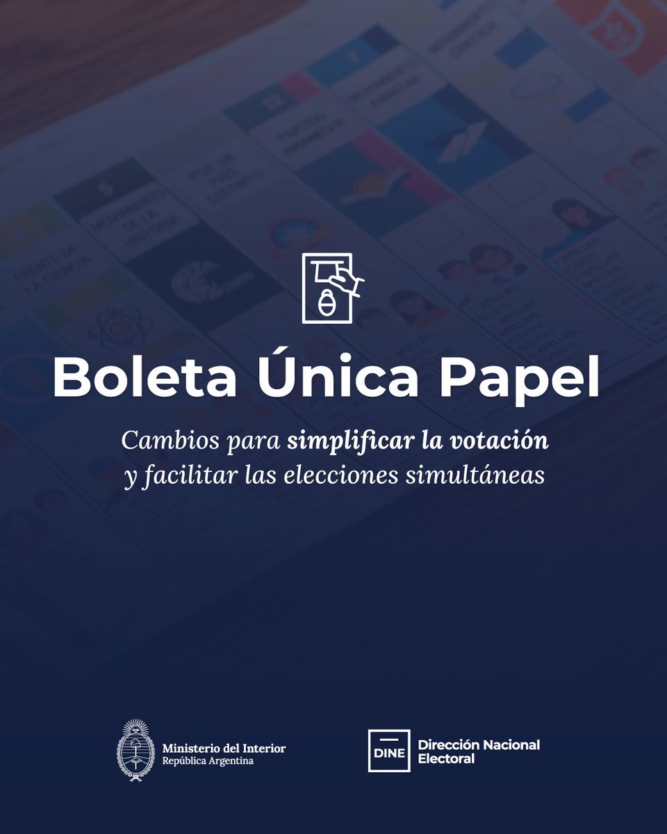 InfoDINE's tweet photo. 🗳️ Analizamos la Ley de Reforma Electoral Integral.
Hoy: cambios en la Boleta Única Papel.

El proyecto propone incorporar la opción de voto por lista completa, para que el elector pueda elegir todas las categorías de una agrupación con una sola marca, si así lo desea. https://t.co/y6Z98stlVI