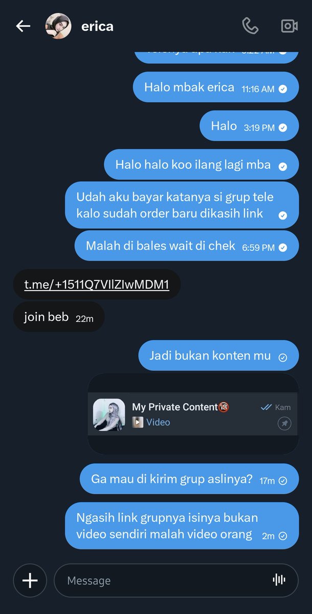 destroyyouranal's tweet photo. Hati2 buat penipu ini @cdericaa bilang private konten di profil tapi yg dikasih malah grup bodong. Gaapunya konten cuman nipu pake grup isinya video2 X dari orang lain

Jangan sampe mau beli/bayar sawerianya hati2 pokoknya. Tandain mukanya https://t.co/BjPCNn7fcc
