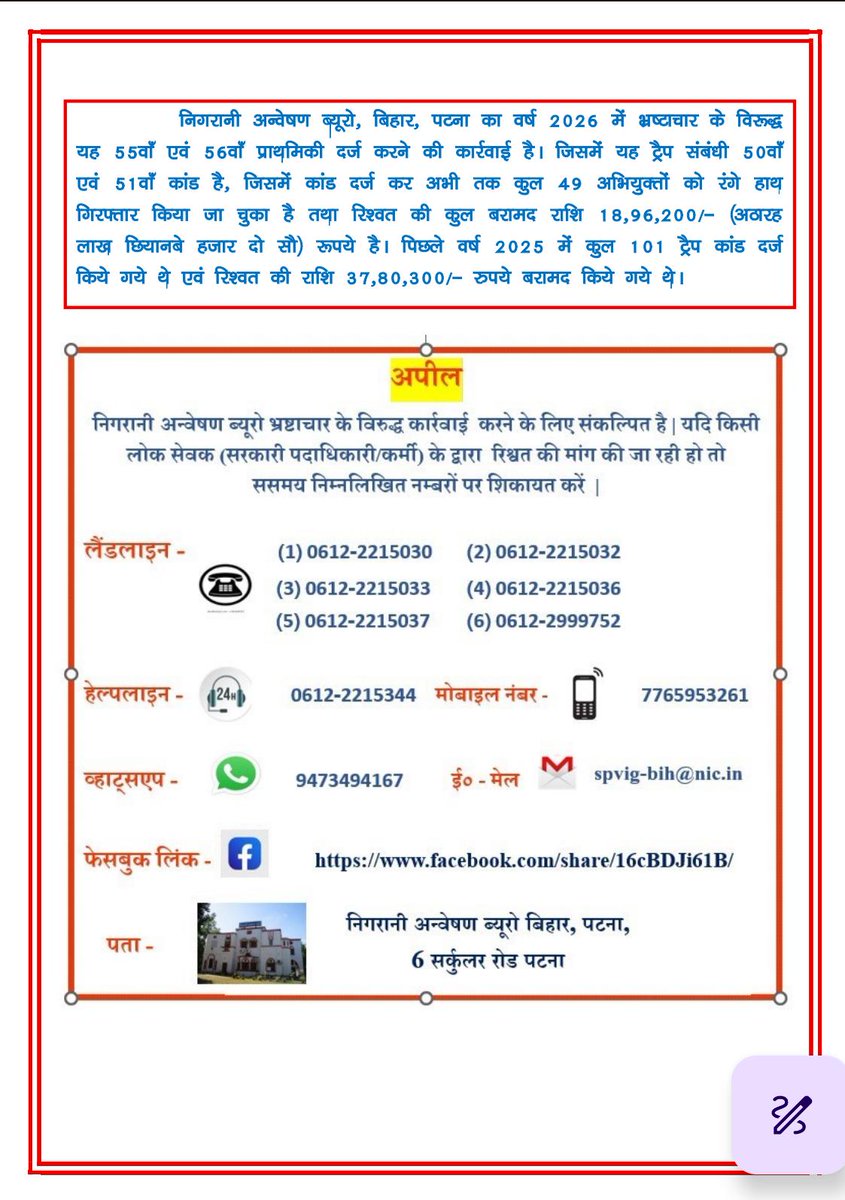 Vigilance Department Bihar tweet media