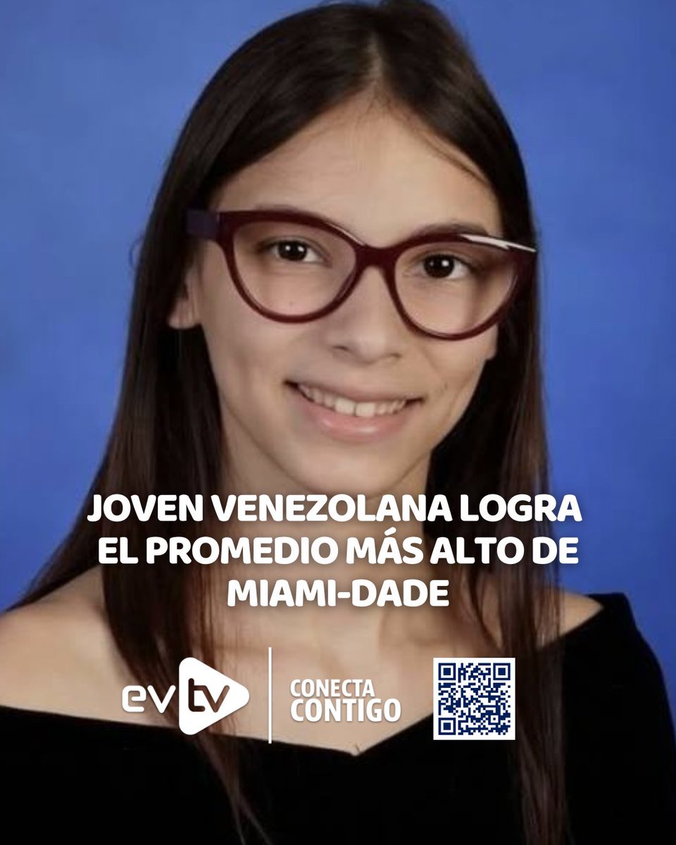 EVTVMiami's tweet photo. 🎓 Venezolana alcanza el promedio más alto en Miami-Dade y logra beca en Neurociencia

🇻🇪 La joven Dagme Chique, oriunda de Puerto La Cruz, hizo historia al lograr un promedio de 4.1 GPA, la calificación más alta registrada en todo el condado de Miami-Dade. Gracias a este desempeño de élite, la venezolana obtuvo una beca completa para cursar Neurociencia del Comportamiento en la Florida International University (FIU).

✨ Con solo 18 años, Chique destacó por un perfil integral que incluyó el liderazgo del club del anuario y 78 horas de servicio comunitario. Su récord académico superó los estándares del sistema estadounidense al cursar materias de nivel universitario con calificaciones perfectas pese a los retos de la migración.

📌 La futura científica se convierte en un referente para la diáspora venezolana tras emigrar a los nueve años huyendo de la crisis del régimen chavista. Su ingreso a la FIU permitirá que se especialice en la investigación del cerebro humano y el desarrollo de terapias médicas innovadoras.

#NoticiasEVTV #OrgulloVenezolano #MiamiDade
