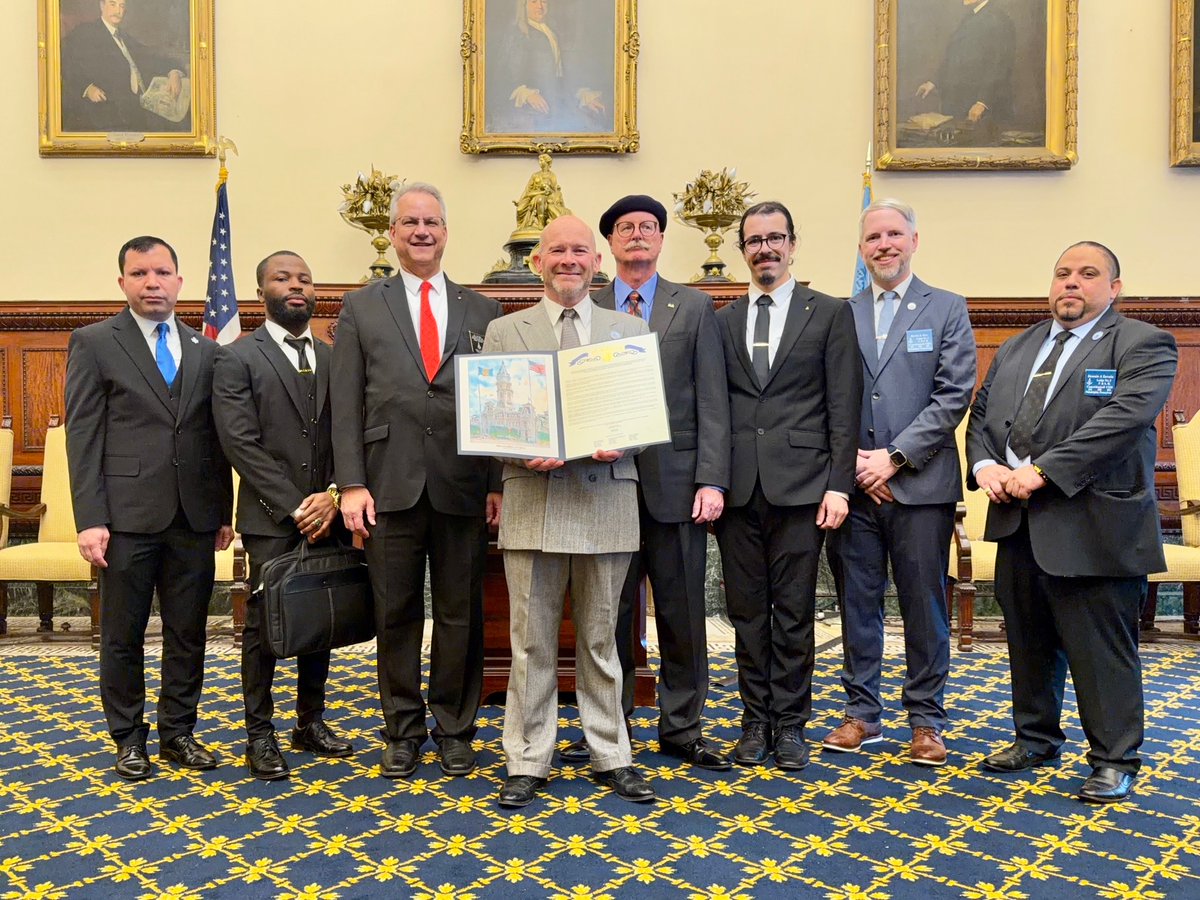 pagrandlodge's tweet photo. Congrats to Lodge No. 2, recognized at a Philly City Council meeting with a resolution honoring "its historical significance in the founding of the nation, its 268 years of dedication to leadership and mentorship and its continued contributions to charitable organizations." https://t.co/lDRPa4q96c
