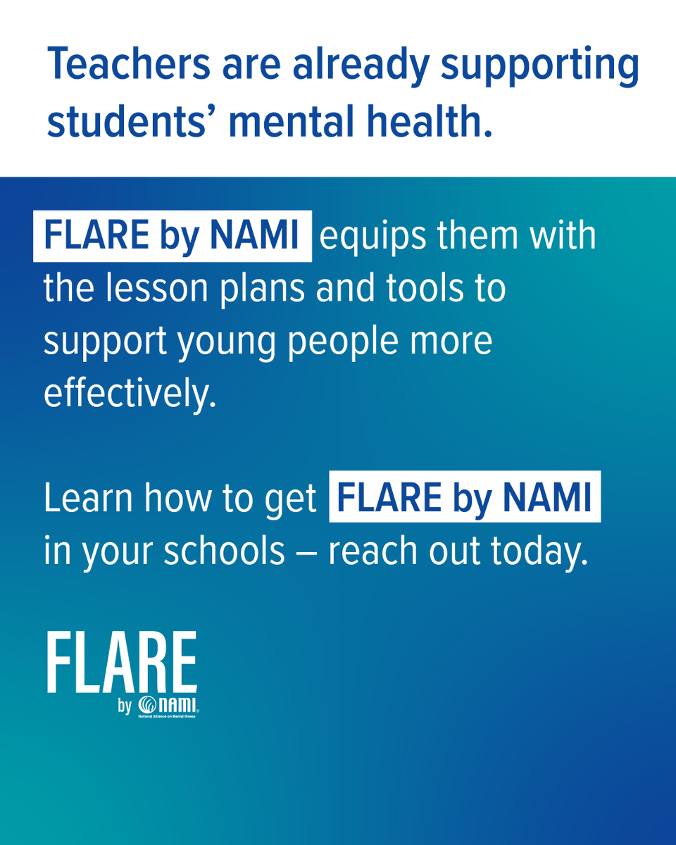 NAMICommunicate's tweet photo. As the school year winds down, it’s not too early to think about what students will need next.
 
FLARE by NAMI helps educators support student mental health with confidence.
 
👉 https://t.co/y6THdF8AFZ https://t.co/CmcqqmioqS