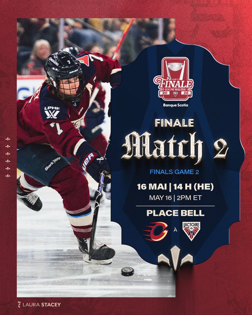 PWHL_Montreal's tweet photo. Dès demain, le chemin vers la Coupe Walter se poursuit. Les billets pour les matchs 1 et 2 de la finale sont maintenant en vente 🙌

Starting tomorrow, the road to the Walter Cup continues. Tickets for Games 1 and 2 of the final are now on sale!

🎟️ https://t.co/KXY0wRviM7 https://t.co/iqzhzeH6By