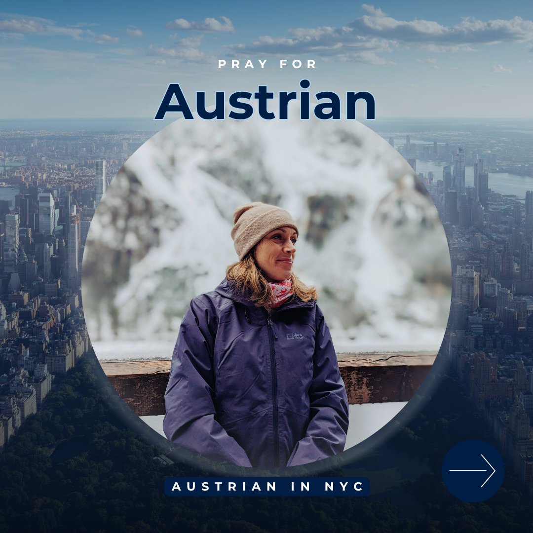 EveryEthne's tweet photo. 📣Austrian Americans in New York City need to hear the gospel of Jesus Christ.

Are you feeling called to share Christ with Austrian Americans?

See how you can get involved at https://t.co/ZEqR7FCN1e

#PrayForTheNations #GoAndMakeDisciples #NewYorkCity #GlobalMissions #UnreachedPeople