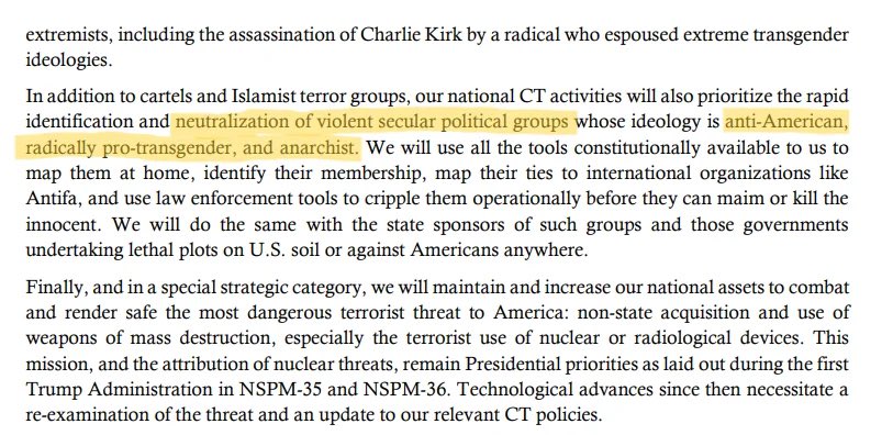 BigroGaming's tweet photo. This is the more important section that refers to people who oppose him as threats to the US. The other picture includes all the groups he’s lumping us in with, and his threat to Liam Neeson us. Fun stuff! https://t.co/kNRp5ZLOfs
