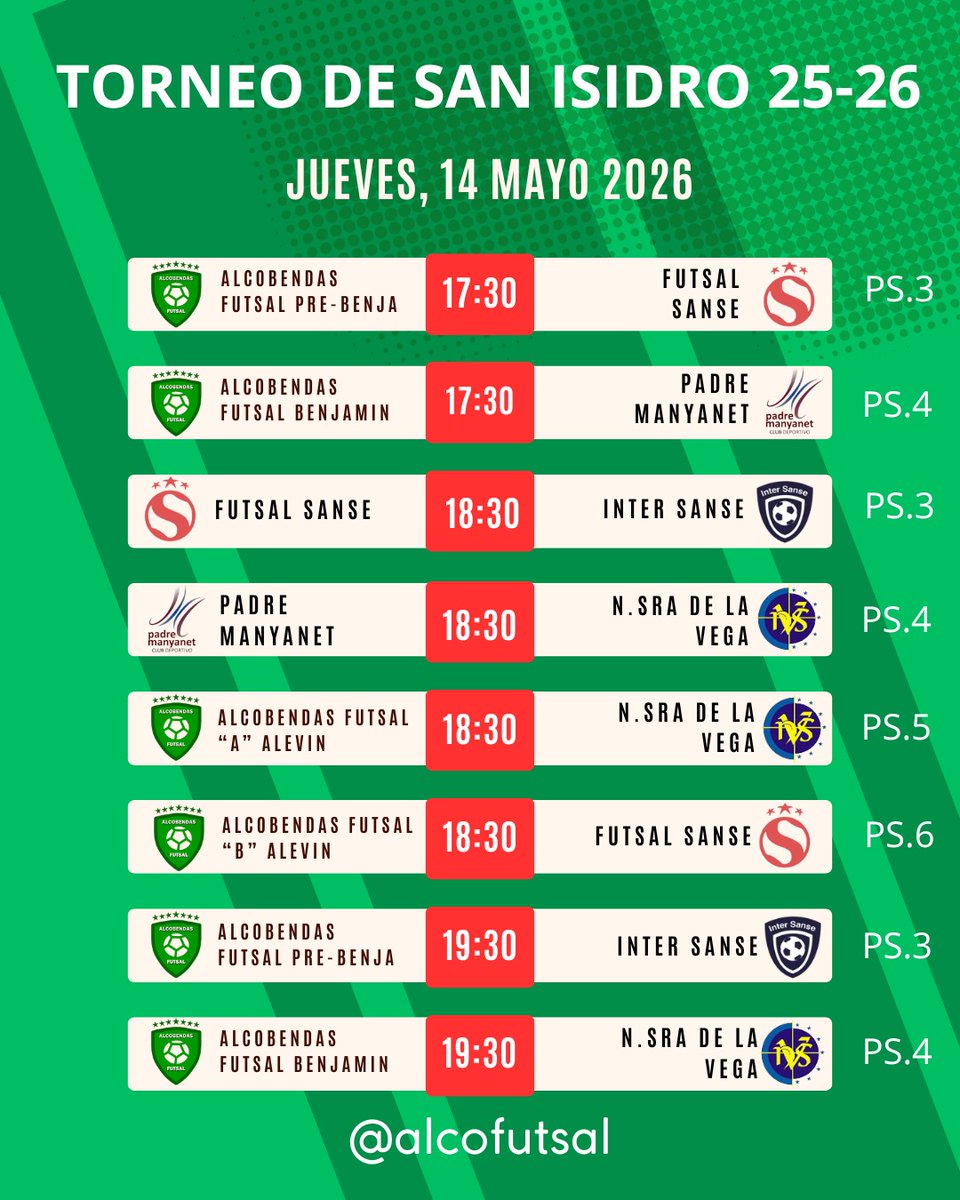 alcofutsal's tweet photo. Torneo de San Isidro de la Academia del Alcobendas Futsal
https://t.co/xgCSx54FGL
#Academia #TorneoSanIsidro https://t.co/xUIXW975XH