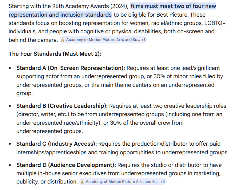ITGuy1959's tweet photo. @C_3C_3 I believe there is a 4th category, but your point remains.

None of this affects how good a movie is.

It's just social justice activism that dilutes the award's credibility.

Hollywood will eventually become irrelevant with this crap. And no one outside of Hollywood will care. https://t.co/jHRAtQowmG