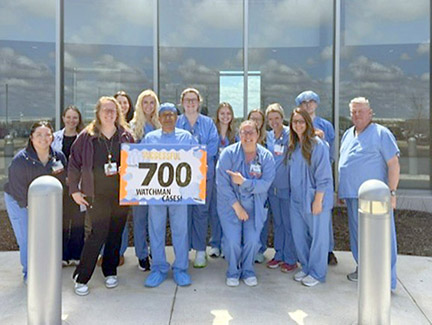 mercyhealth's tweet photo. Another incredible accomplishment for our cardiology team as they successfully perform their 700th WATCHMAN procedure! We are incredibly proud of our cardiology care team and the outstanding care they provide to our patients each and every day. 💙✨

The WATCHMAN device offers an alternative to lifelong blood thinners for patients with non-valvular atrial fibrillation (AFib). This innovative, permanent heart implant significantly reduces stroke risk—without the bleeding concerns linked to long-term use of blood thinners like warfarin (Coumadin), Eliquis, Xarelto, or Pradaxa. 

Congratulations to our cardiology team for reaching this milestone!