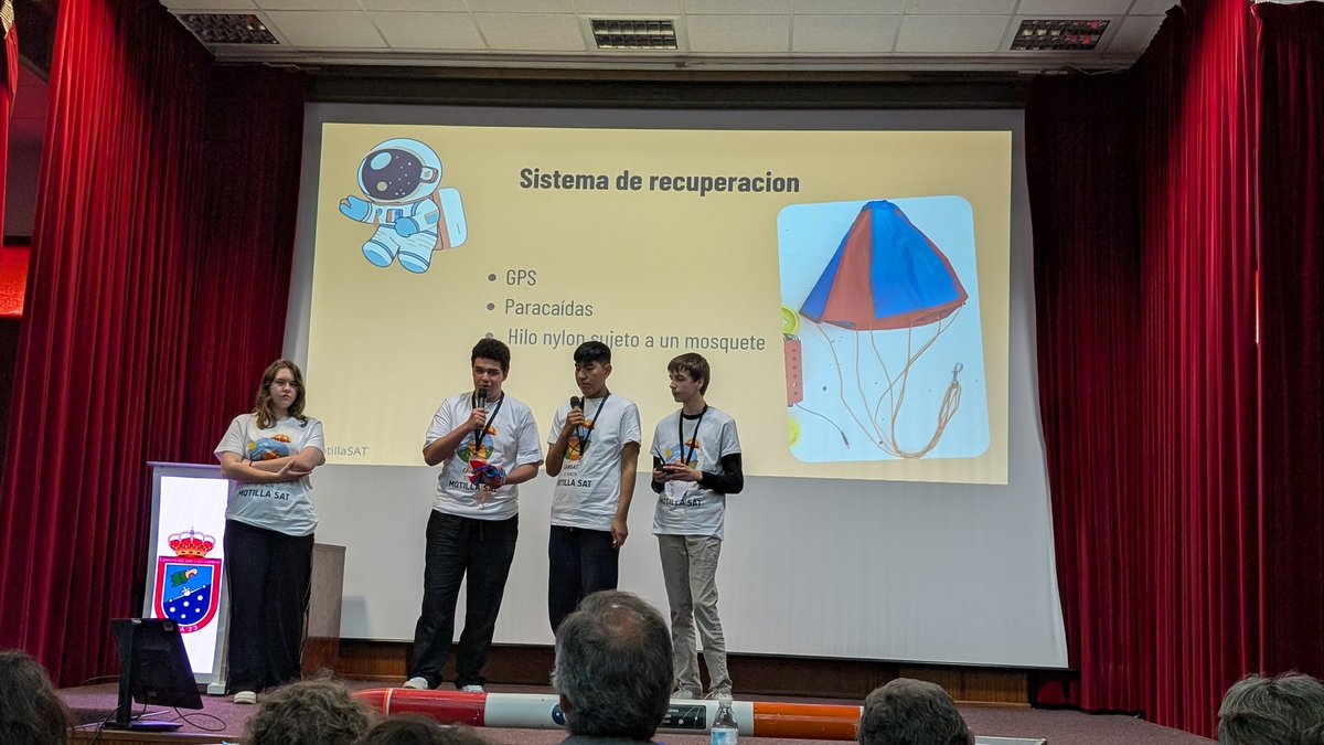 CanSatEx's tweet photo. La decimoquinta defensa la realiza el equipo  MOTILLA-SAT (CASTILLA-LA MANCHA). Su misión secundaria busca medir diferentes longitudes de onda para calcular su repercusión en la agricultura.

#CanSat26 https://t.co/EQx8tCJIIS