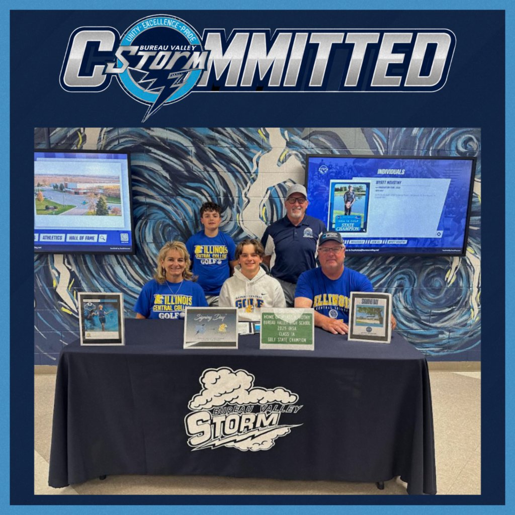 BVHS340's tweet photo. We’re proud to celebrate BV student-athlete Wyatt Novotny on committing to continue his academic and athletic career, playing golf at Illinois Central College!
Wyatt has been a positive presence, representing Unity, Excellence, and Pride! Congrats! #DefendTheVALLEY https://t.co/yeup9oTZ8u
