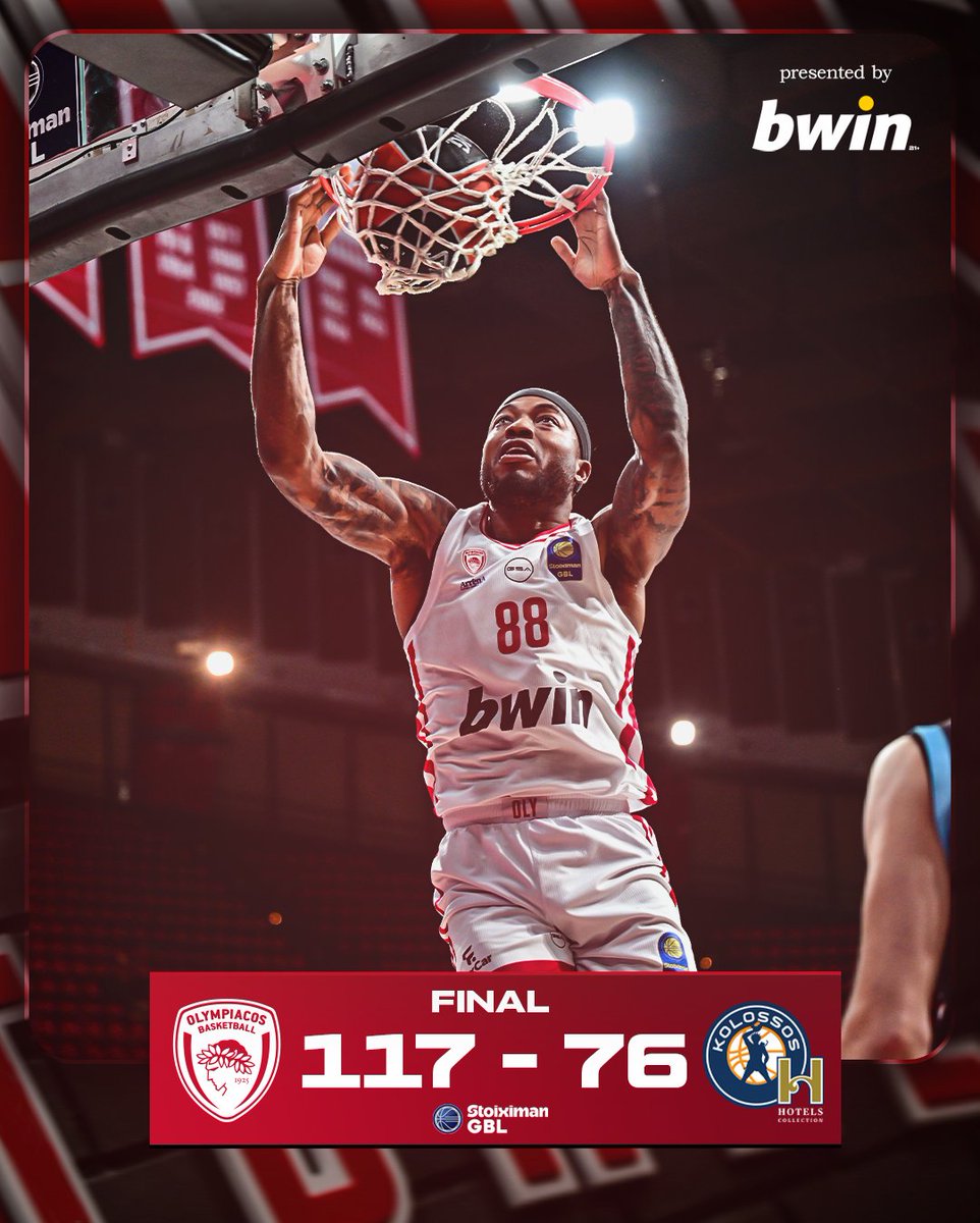 Olympiacos_BC's tweet photo. Τελικό 🏀 #OlympiacosBC - ΚΟΛΟΣΣΟΣ H HOTELS 117-76 #WeAreOlympiacos #TogetherWeFight #OLYKOL https://t.co/poCiKpDl9U
