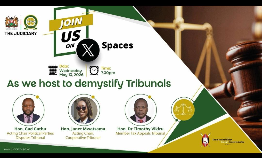 ppdtkenya's tweet photo. What do Tribunals really do, and how do they impact your rights?
Get answers directly from the experts this Wednesday at 7:30 PM on X Spaces. We will be demystifying the whole process. Don't miss out! ⚖️🎧
#LegalTalk #KnowYourRights #XSpaces https://t.co/1PEHIrivec