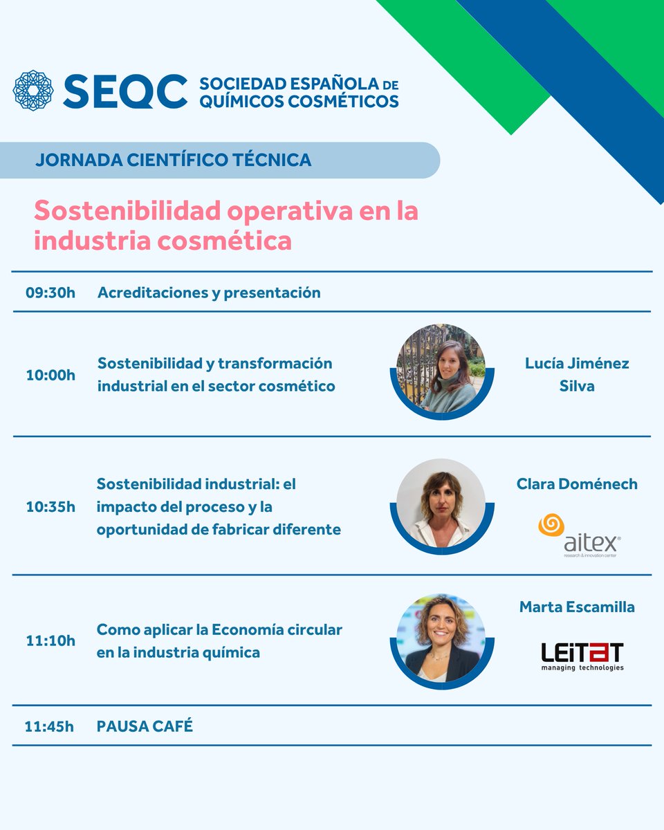 e_SEQC's tweet photo. 🌍 Sostenibilidad operativa en la industria cosmética: métricas, procesos y soluciones para una producción de bajo impacto

📅 3 de junio de 2026
🕤 09:30h – 14:00h
📍 @expoquimia 
📌 Sala 3.14 del Centro de Convención 3 (CC3)
🔗 https://t.co/GQMKmwrN64 https://t.co/t9x26QGPzI