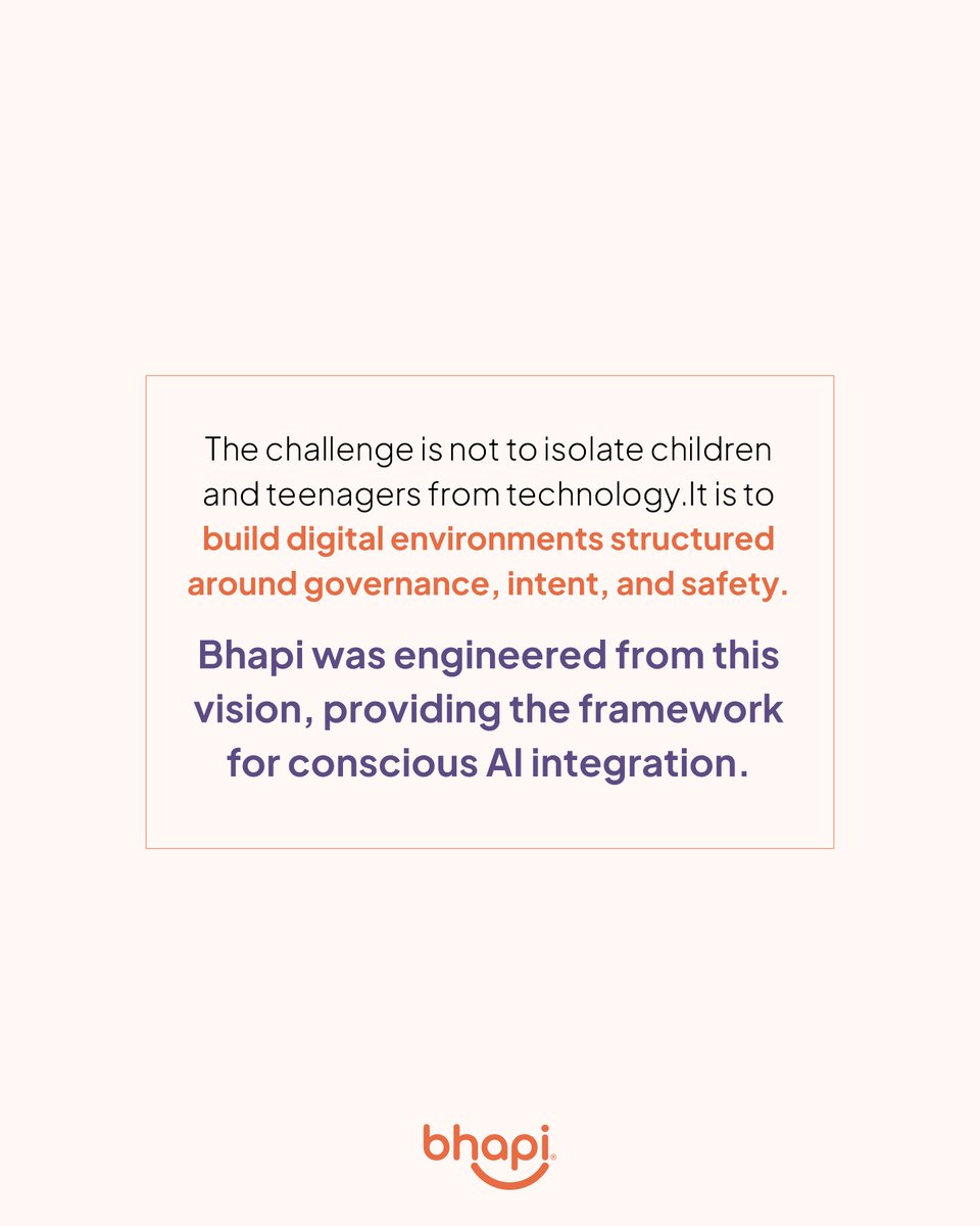 bhapi_io's tweet photo. AI is already reshaping how children and teenagers process information. The primary risk isn’t just the content they access; it’s the structural erosion of the thinking process itself—which is why the architecture of their digital environment matters immensely.
#Bhapi https://t.co/Lomdx025EZ