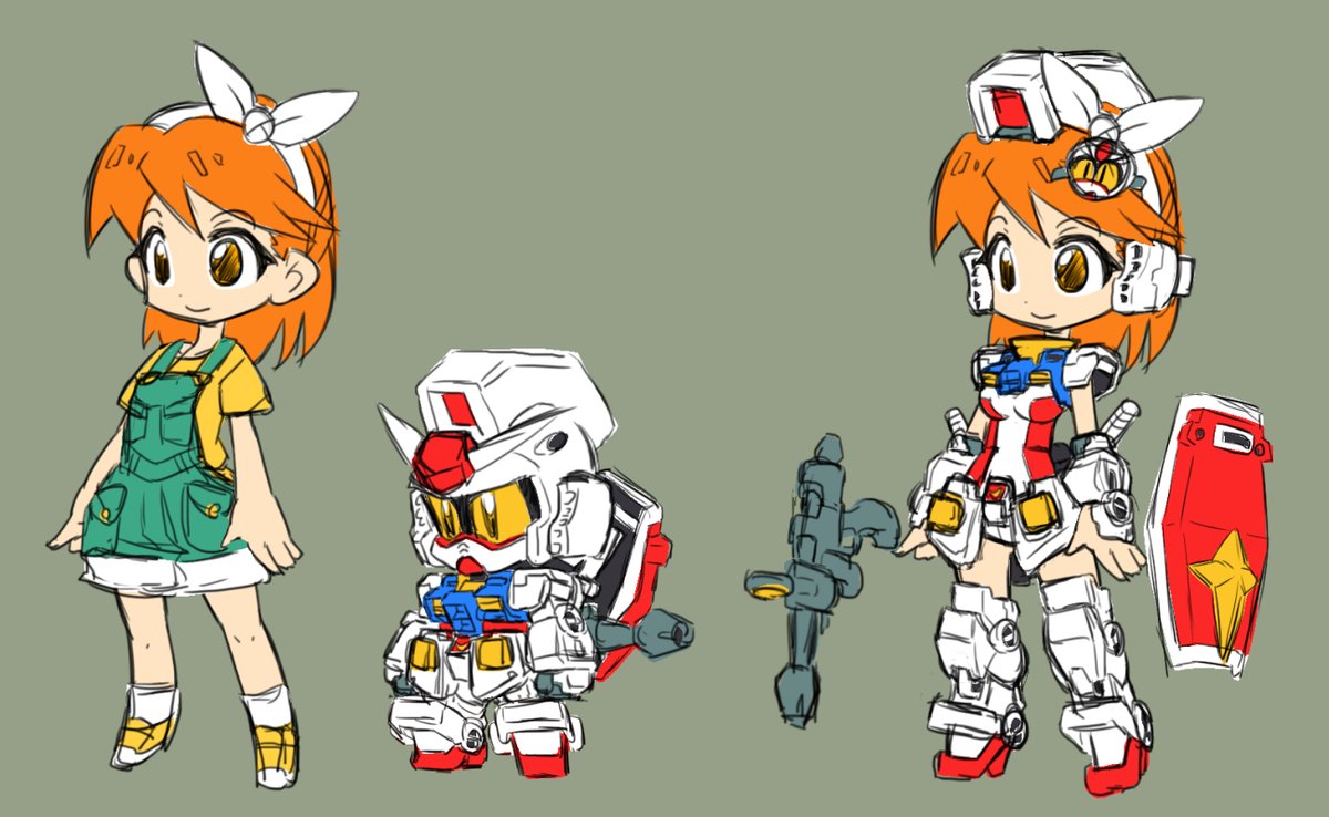 RX-78-2(ガンダム) 「再掲 ガンダムちゃんとガンキャノンちゃんとガンタンクちゃん」|矢部誠（KOU)⭕お仕事再開のイラスト