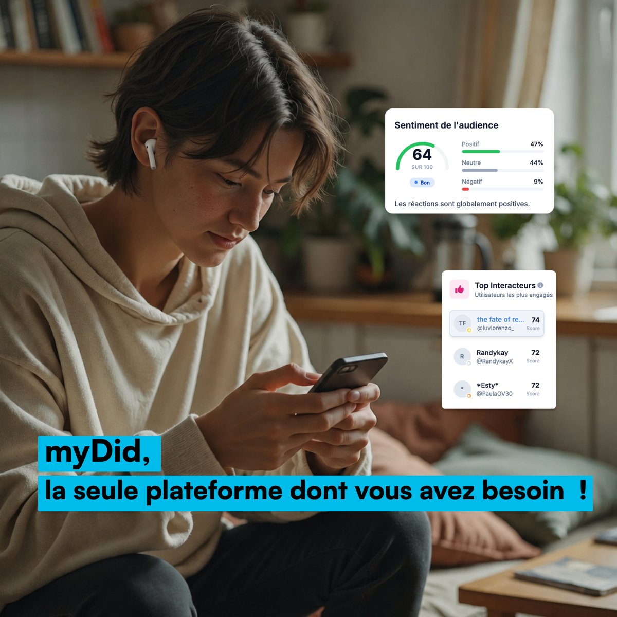 myDid_En's tweet photo. Aujourd’hui, gérer une communauté signifie souvent avoir 36 onglets ouverts.🙄

Analyser, engager, récompenser, suivre les tendances, connaître ses membres, ça n'en finit plus.

Bilan des courses ? Des données dispersées, beaucoup de temps perdu et une vision incomplète de ce qui se passe réellement. 😪

Chez myDid, on a voulu centraliser tout ça : analyse comportementale intelligente, détection des signaux faibles, gamification, badges personnalisés, quêtes, pilotage centralisé des communautés… 🚀

L’objectif n’est pas d’ajouter un énième outil de plus, c'est de devenir le seul dont vous aurez besoin. 😉

👉 Une démonstration vaut mieux que mille mots, créez votre compte en moins de 2 minutes : https://t.co/H2R1mlTVCj