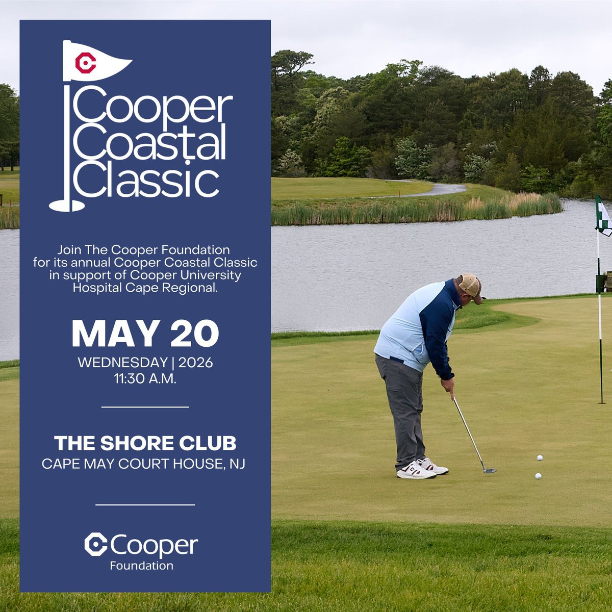 CooperFdn's tweet photo. One week to go until the 2026 Cooper Coastal Classic ⛳
Join us for a day of golf, community, and giving back at the Shore in support of enhanced infusion services at Cooper University Hospital Cape Regional.

Register today: https://t.co/PyLPeDQbni 

#CoastalClassic #GolfForGood https://t.co/D1i3kQ8DAt