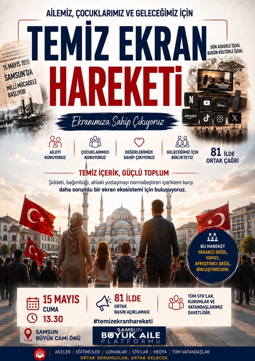 SBAPlatformu's tweet photo. Basın açıklaması duyurusu!

🇹🇷 81 ilde eş zamanlı olarak gerçekleştirilecek basın açıklamamıza tüm halkımız davetlidir. 

📍 Samsun Büyük Cami Önü
📅 15 Mayıs Cuma
🕜 Saat 13.30 https://t.co/xC2Z69YtTp