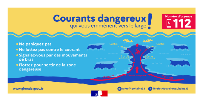 Image de Préfète de la Nouvelle-Aquitaine et de la Gironde - #Baïnes ⚠️🌊|  La baignade sur le littoral girondin n’est pas sans danger, notamment à cause des baï
